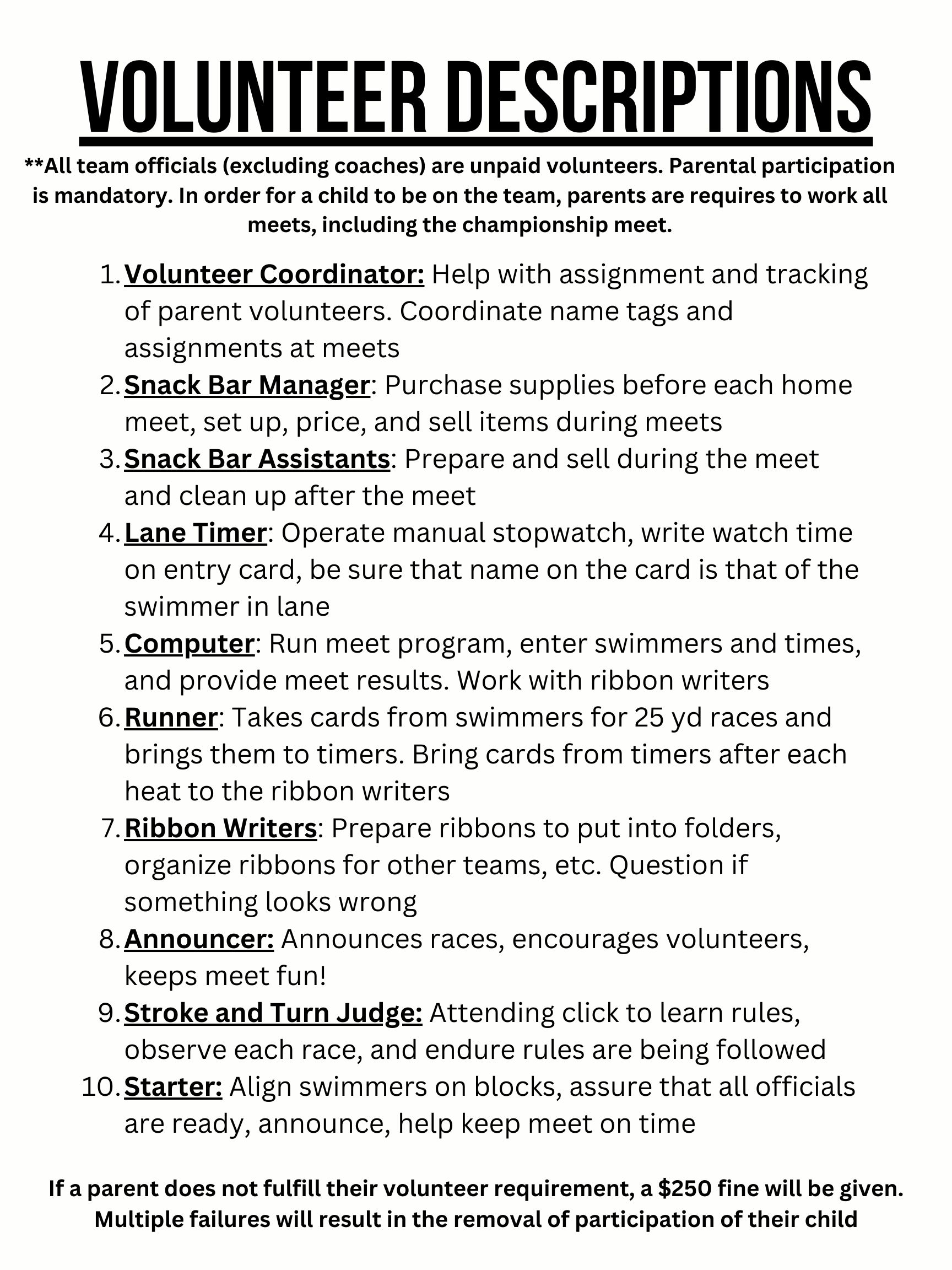 Los Gatos Swim Club Ribbon Volunteer Procedures