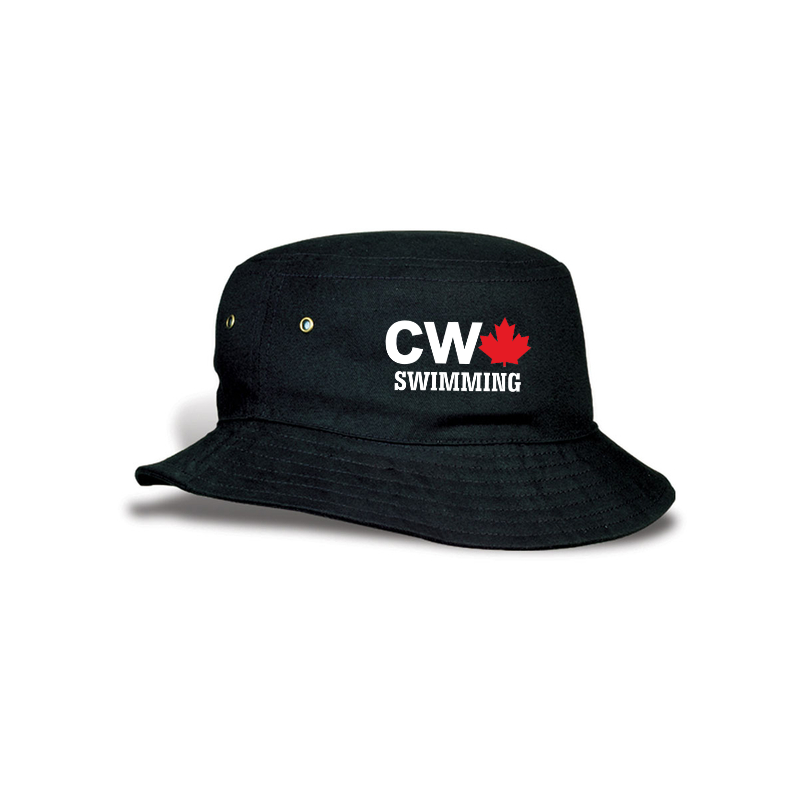 CW black bucket hat with logo
