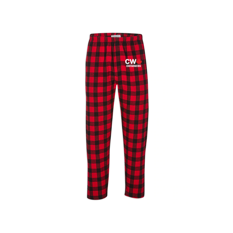 CW flannel pants, red and black check