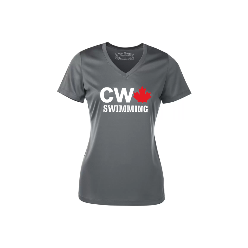 CW women’s v-neck tee, grey