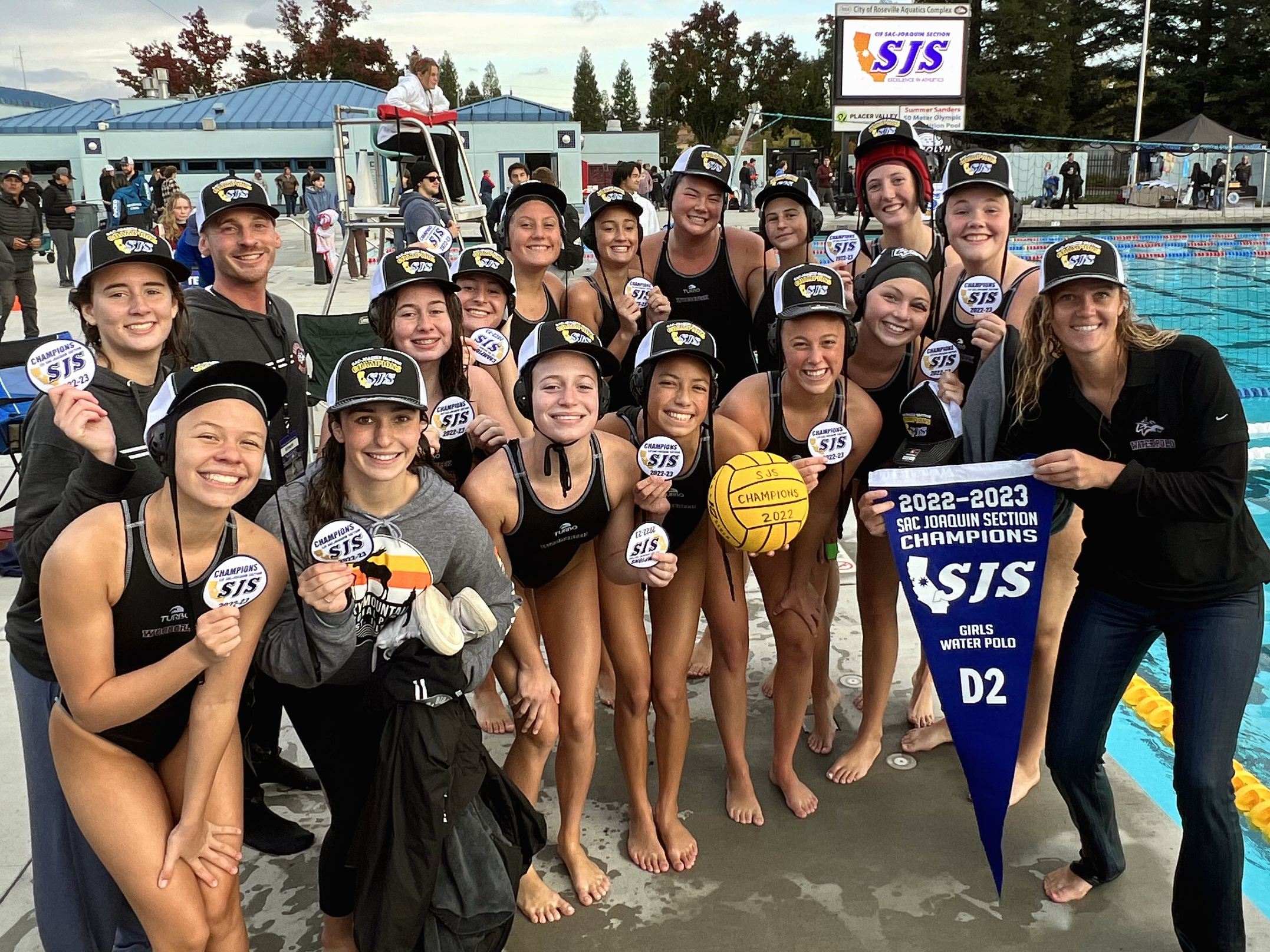 Sac-Joaquin Section Champions - Pennant 2022-23 Woodcreek High Water Polo Girls