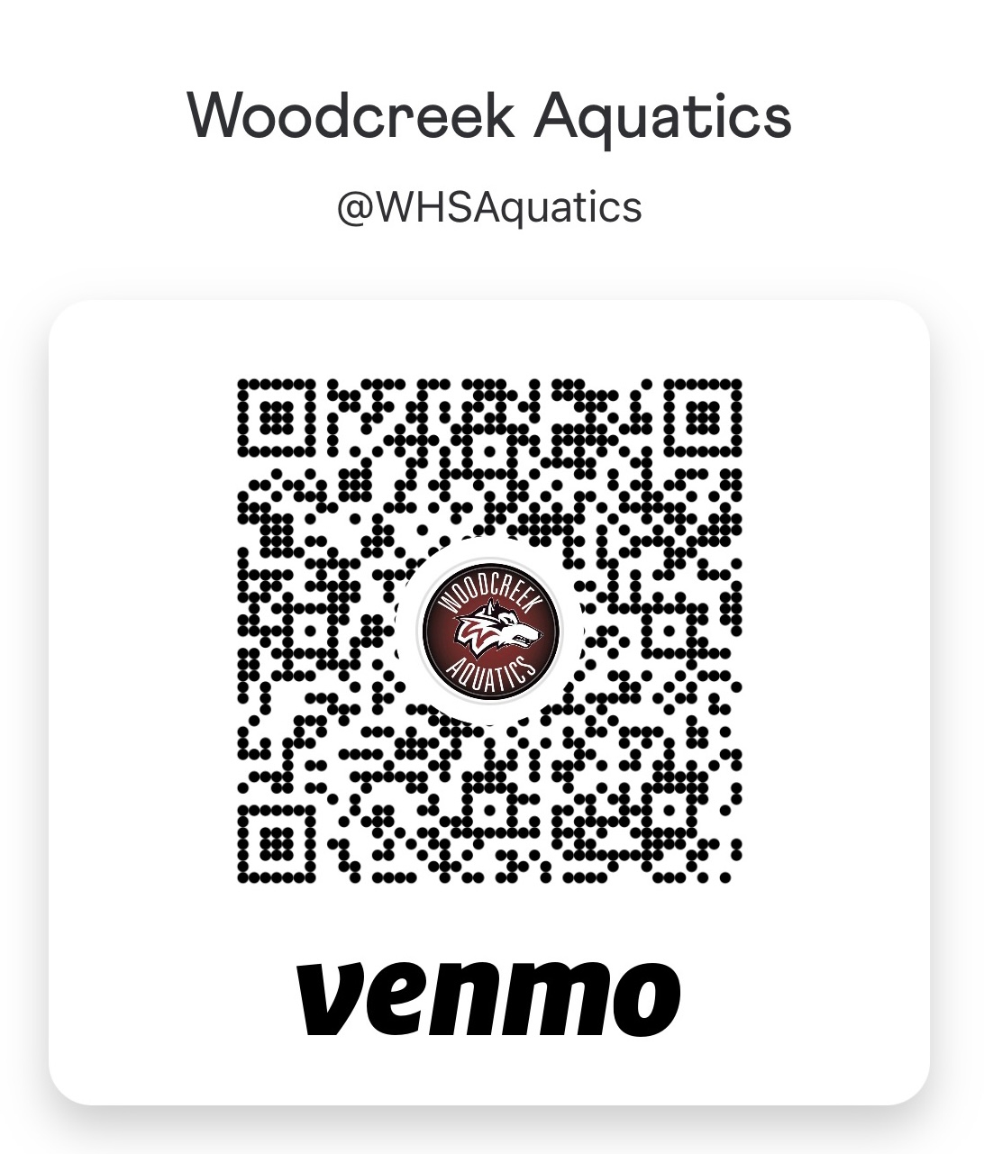 venmo qr code woodcreek aquatics