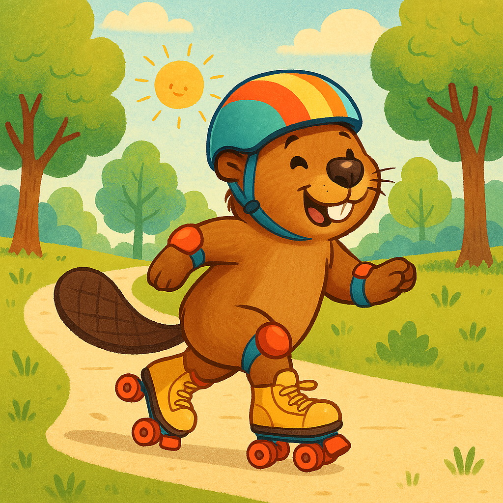 Cartoon beaver wearing roller skates and helmetAI-generated content may be incorrect.