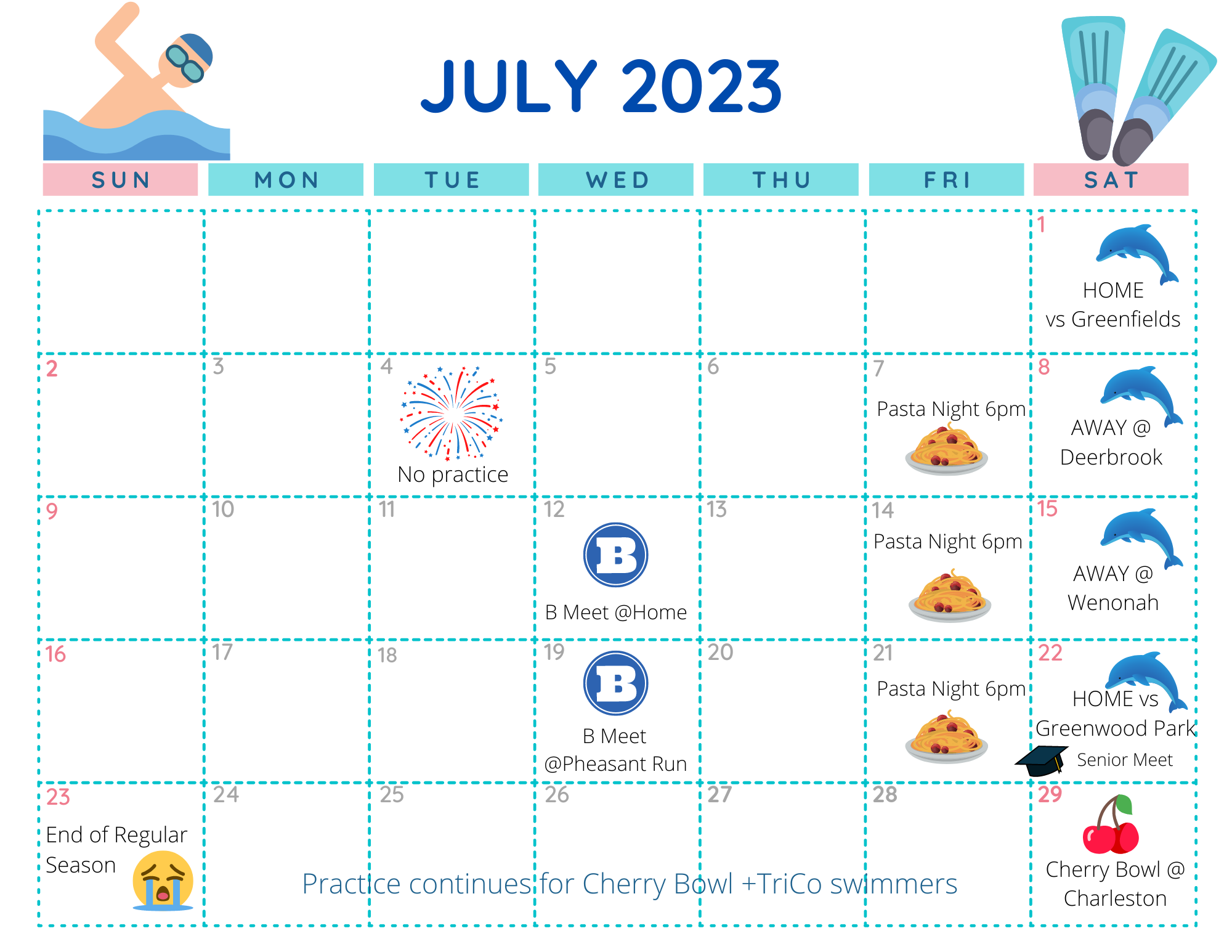 Willowdale Swim Club 2022 Swim Team Calendar