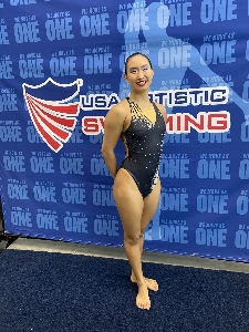 A photo of Amy Wang in a competition swimsuit